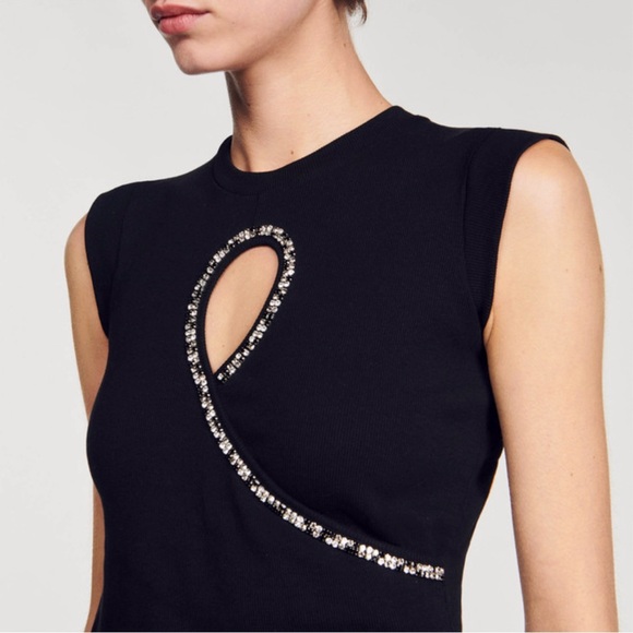 Sandro
Short Vest with Rhinestone Teardrop size 3 US L Large NWOT - Picture 3 of 15